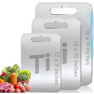 GNEL Titanium Cutting Board For Kitchen, Titanium Cutting Boards Set of 3, Food Grade Quality, Easy To Clean And Will Not Absorb Odors, Chopping board For Kitchen Or Outdoor, Dishwasher Safe