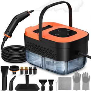 Steam Cleaner, Portable Steamer for Cleaning with 16pcs Accessories, 6-Level Adjustable, 15s Heat-Up, Handheld Steam Cleaner for Home for Tile, Grease, Dirt, Grout, Car Detailing, Orange