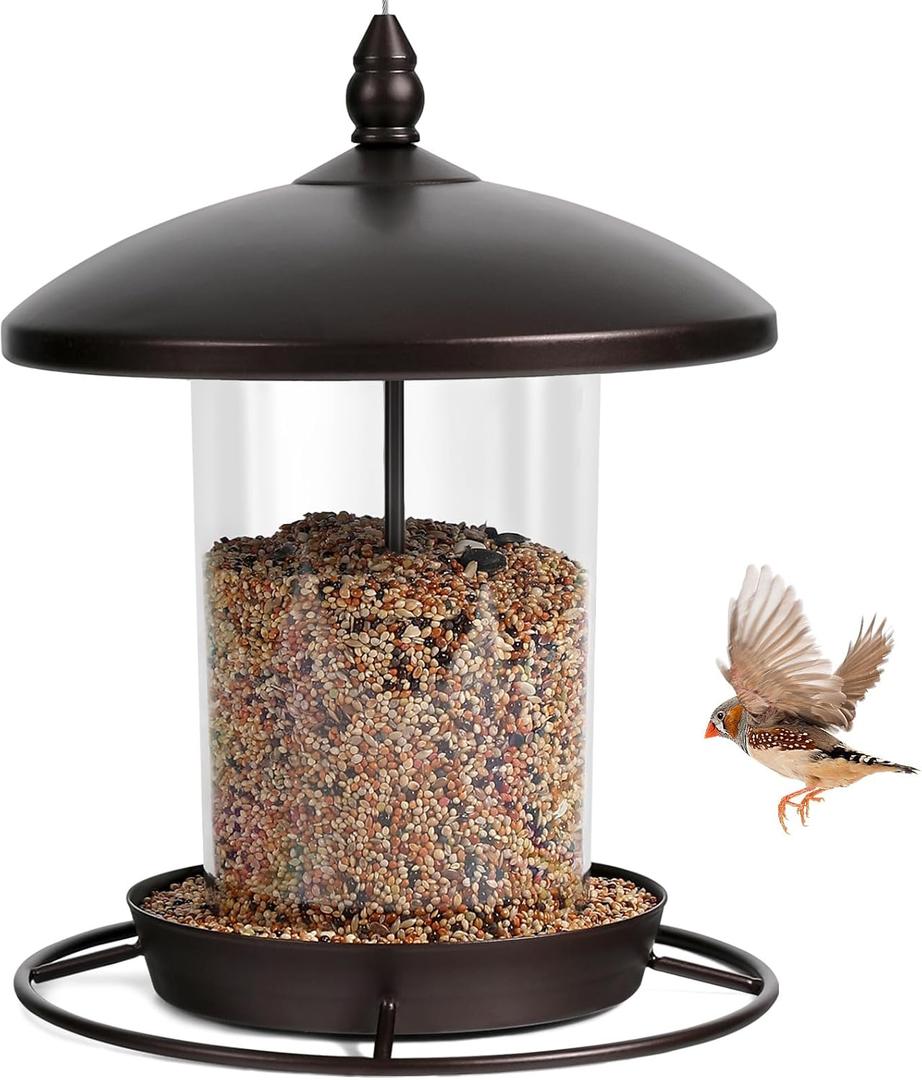 Metal Roof Bird Feeder - Chew Proof for Outdoor (2.8lb:Bronze)