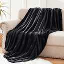 Exclusivo Mezcla Fleece Black Throw Blanket for Couch, Sofa, Super Soft and Warm Blankets, All Season, Cozy, Plush, Lightweight, 50x60 Inches