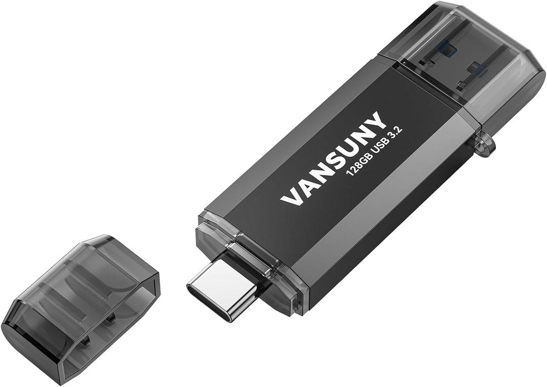 Vansuny 128GB Type C Flash Drive Upgraded 450MB/s USB 3.2 High Speed Flash Drive 2 in 1 OTG USB A + Type C Dual Thumb Drive with Keychain for Android