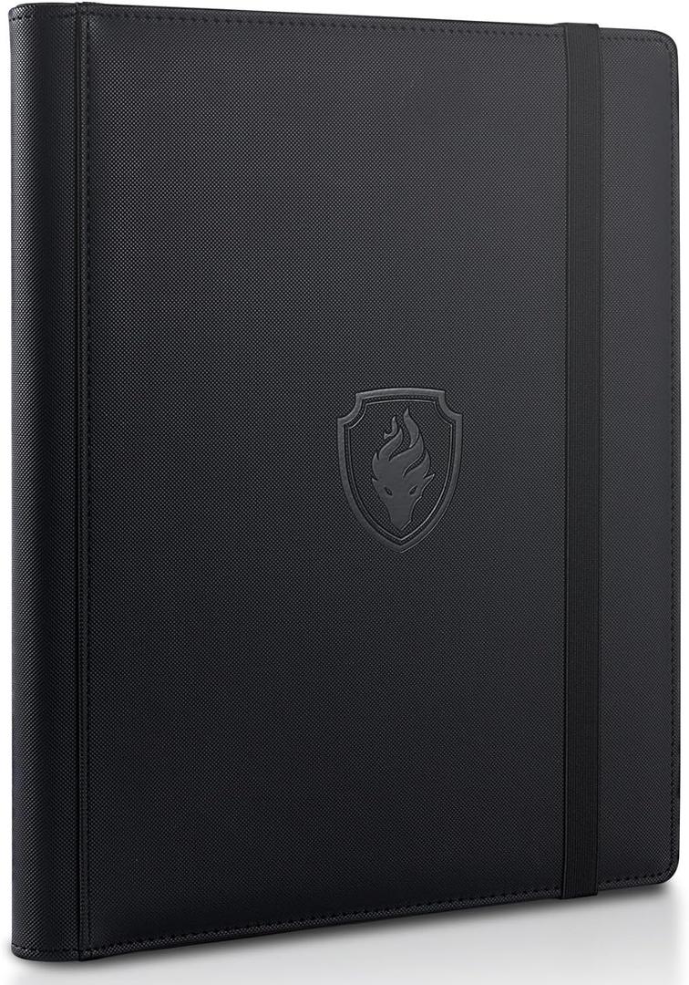 Trading Card Binder 9 Pocket, Fabmaker PU Cover Card Collection Binder for 360 Cards, Premium Card Book, Sturdy Card Holder Folders, Card Album for YuGiOh, MTG, TCG, Game Cards & Sports Cards, Black