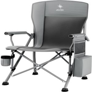 XL Premium Camping Chair - 400lb Capacity, Oversized 23.7" Wide Seat, Heavy Duty 600D Oxford Fabric, Padded Camping Chair Portable for Outdoor, Beach, Tailgate Parties Slate/Black