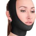 Post Surgical Chin Strap Bandage for Women - Neck and Chin Compression Garment Wrap - Face Slimmer, Jowl Tightening (M) (Medium (Pack of 1), Black)