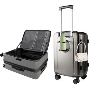 24-Inch Lightweight ABS Hardshell Suitcase - Checked Luggage with TSA Lock, 360 Silent Spinner Wheels, Top Opening & Cup Holder - Ideal for Business Travel Suitcase(Gold)