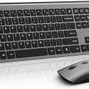 Wireless Mouse and Keyboard Combo, Silent FullSize Computer Keyboard with Calculator Button, 2400 DPI Mouse, Quiet Click, Slim Cordless USB Set for Laptop PC Windows Mac  Space Grey