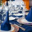 Buryeah 12 Pcs 84 Inch Navy Blue Round Plastic Disposable Table Cloth Waterproof Tablecloth Circle Table Covers for Graduation Bridal Wedding Birthday Party Gender Reveal Baby Shower