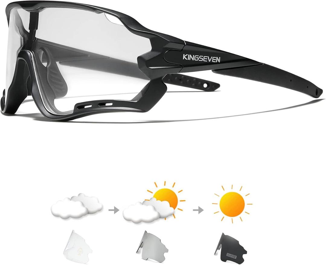 KINGSEVEN Cycling Glasses for Men Women Bicycle Sports MTB Road Bike Sunglasses Photochromic Lenses LS-911
