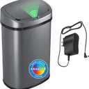 SensorCan 13 Gallon Automatic Sensor Trash Can with Lid, AC Adapter Included, AbsorbX Odor Control, Gunmetal Gray Stainless Steel Kitchen Garbage Bin, Fingerprint-Proof, Hands-Free Operation, Oval