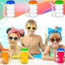 FoldTier 6 Pcs Sip a Mug 14 oz Easy to Grip Plastic Kid's Cup Where the Handle Is the Straw Clear Sippy Cups Spill Proof Mug for Everyday Use for Kids Elderly Disabled and Handicapped, 3 Colors Lid