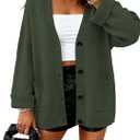 BTFBM Oversized Cardigan Sweaters for Women Trendy Fall Fashion 2025 Button Down Long Sleeve Chunky Knit Cardigans (Green, S)