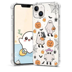 Halloween Case for iPhone 14 Plus Pumpkin, Ghost Designed Soft Slim Fit TPU Anti-Scratch Shockproof Protective Mobile Cover Clear Phone Case for iPhone 14 Plus, Pack Of 3 