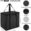 Reusable 6 Cup Drink Carrier with Handle and Insulated Food Delivery Bag, Portable Plastic Cup Caddy, 26L Grocery Cooler Box for Car Delivery, Travel, Picnic
