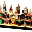 MESAlLUP 60 Inch 3 Tier Lighted Liquor Bottle Display Shelf, LED Bar Shelves with Remote Control, Mulit Color Lighting for Home Mini Bars Decor, Restaurants & Party Use, Acrylic Stand