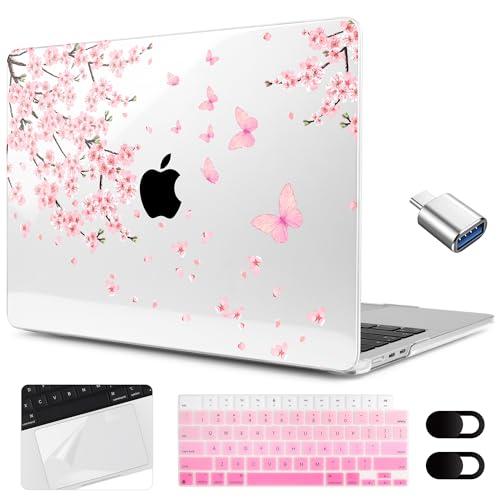 MEEgoodo Case for M5/M4/M3/M2 MacBook Air 15 inch Case 2026 2025 2024 2023, Laptop Shell Fit Model (A3448/A3241/A3114/A2941) for MacBook Air 15.3-inch, Cherry Blossoms