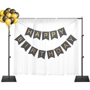 EMART Backdrop Stand, 6.5x10 ft Adjustable Photo Background Pipe and Drape Photography Kit with Heavy Duty Metal Flat Base for Parties, Wedding, Video Studio, Birthday - Black