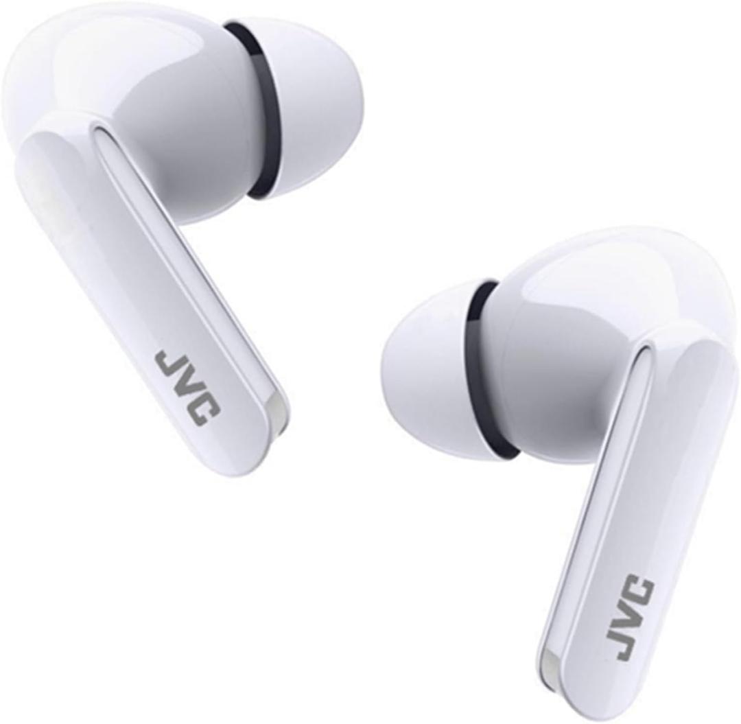 JVC Ultra Compact True Wireless Earbuds Headphones, Total 12 Hour Battery Life, Sound with 13mm Driver, USB-C Connection - HAB5TW (White)