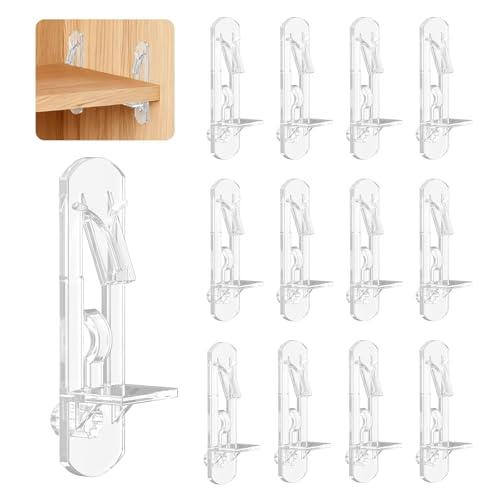 Vibit 28 Pcs Clear Plastic Cabinet Shelf Pegs, 6 mm Self-Locking Shelf Support Pegs Shelf Brackets for 3/4 Inch Thick Shelves, Cabinet Shelf Clips Cabinet Shelf Pins for Wood Shelving