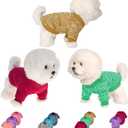 2 x Dog Sweater, Dog Sweaters for Small Dogs, 2, 3 Pack Warm Soft Pet Clothes for Puppy, Medium Large Cat, Dogs Girl or Boy, Dog Shirt for Winter Christmas (Red+Green+Coffee, Small)