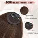 EINAEY Bangs Hair Clip - Brown Clip in Bangs Real Human Hair, Fake Bangs Fringe with Temples Wispy Bangs Hair Extensions for Women Daily Wear