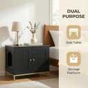 Homhedy 28.3" L Cat Litter Box Enclosure with Metal Frame, Black and Gold