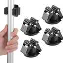 Magnetic Mop Broom Holder,4Pack Heavy Duty Magnetic Broom Holder for Cleaning Tools,D1.69 Strong Broom Mop Holder Wall Mount for Garage Kitchen Laundry Work Shop Black
