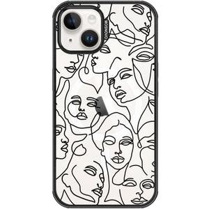 MOSNOVO for iPhone 16 Pro Max Case, Shockproof 10ft 4X Military-Grade Drop Protection, Clear Black Durable Phone Case for iPhone 16 Pro Max, Abstract Face Line Art Design