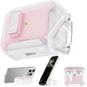 RFUNGUANGO Compatible AirPods Pro 2nd Generation Case with Phone Holder and Compatible Back Magnetic Suction Function, Suitable for AirPods Pro 2 Case, White + Pink
