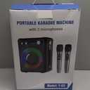 Karaoke Machine, Portable Bluetooth Karaoke Speaker with 2 Wireless Microphones, PA System for Adults Kids with LED Lights & Echo Adjustment, Supports TWS/TF/USB/AUX for Home Party (T03-2 MICS)