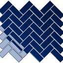 VEELIKE Royal Blue Kitchen Backsplash Tiles Peel and Stick Herringbone Peel and Stick Tile for Bathroom 6 Sheets Stick on Backsplash Tile Stickers Removable Renter Friendly Blue Wall Tiles 12''x12''