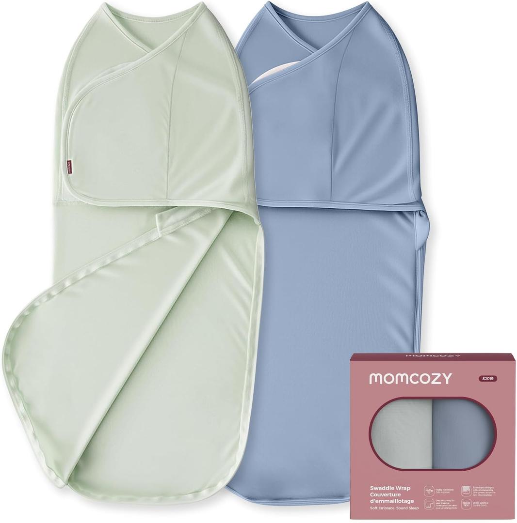 Momcozy Swaddles for Newborns, Quiet Fastner Suitable for Infant 0-3 Months, New-Parent-Friendly Swaddle Sack, Reduce Startle Reflex, Newborn Boys Girls Registry Essentials, 2-Pack, Serenity