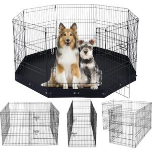 VEVOR Dog Playpen, 8 Pcs 30"H x 24"W Panels Foldable Metal Pet Exercise Pen, Dog Fence Indoor and Outdoor Pen with Door, 600D Oxford Fabric Bottom Pad, Pet Playpen for Dogs, Cats, Other Small Animals