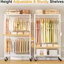 ULIFHOME P1 Rolling Clothes Rack Heavy Duty, Metal Closet Clothing Rack with Lockable Wheels, Portable Wardrobe Closet for Hanging Clothes, 35.5" W x 15.7" D x 80.5" H, Hold 500lbs, White