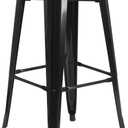 Flash Furniture 30"H Commercial Modern Metal Backless Barstool, Indoor/Outdoor Industrial Square Stacking Bar Stool for Patio Bars/Restaurants, Black (Set of 1)