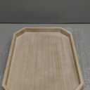 Decorative Coffee Table Serving Tray, Long Octagonal Black Wood Tray with Wooden Bead, Farmhouse Big for Ottoman Table, Countertop, Home Decor, 16.5"x13"x1.6" (Retro Black)