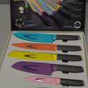 Kitchen Knife set Rainbow Titanium Coated - 12 Pcs Knife Set with Blade Guards, Dishwasher Safe, Razor Sharp German Stainless Steel Blade and Comfortable Handle
