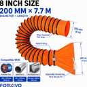 8 Inch Flexible PVC Duct Hose, 25 FT Orange Exhaust Hose