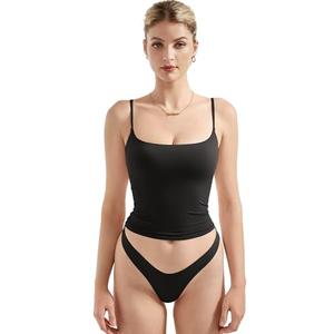 SUUKSESS Women Sexy Square Neck Tank Top Summer Y2K Going Out Tops Casual Sleeveless Basic Cami Shirts (Black, S)