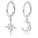 MILACOLATO 925 Sterling Silver Hoop Earrings for Women 18K Gold Silver Plated Drop Dangle Hoop Earrings with Charms Cross Spike Moon Star Paperclip Link Statement Earrings Convertible Link Huggie Earrings Hypoallergenic