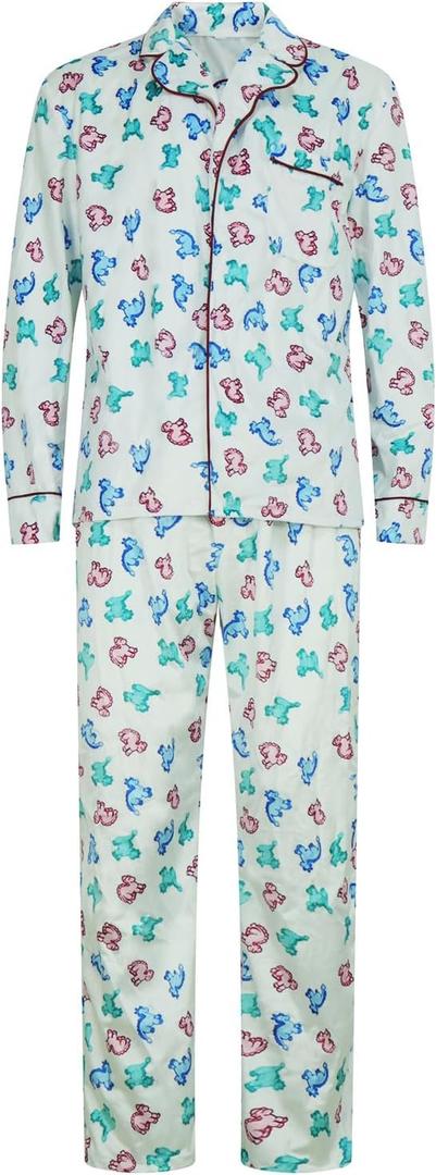 Christmas Vacation Clark Dinosaur Pajamas Adult Fleece Sweater Pants for Men Halloween Party Costume (Large)