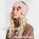 Loritta Womens Ear Warmers Headbands Winter Warm Fuzzy Cable Knit Head Wrap Fleece Lined Gifts (Pink)