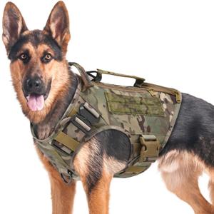 Tactical Dog Backpack Harness for Large Breed Original Design Metal Buckle Vest with Side Bags Pouches for Service Working Training (Camouflage (Vest only), XL)