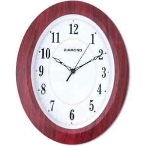 Vintage Wall Clock Retro Oval Wall Clocks Silent Non Ticking Quartz Battery Operated Easy to Read Decorative for Cafe Kitchen Living Room Bedroom Bathroom Decor by 13 inch