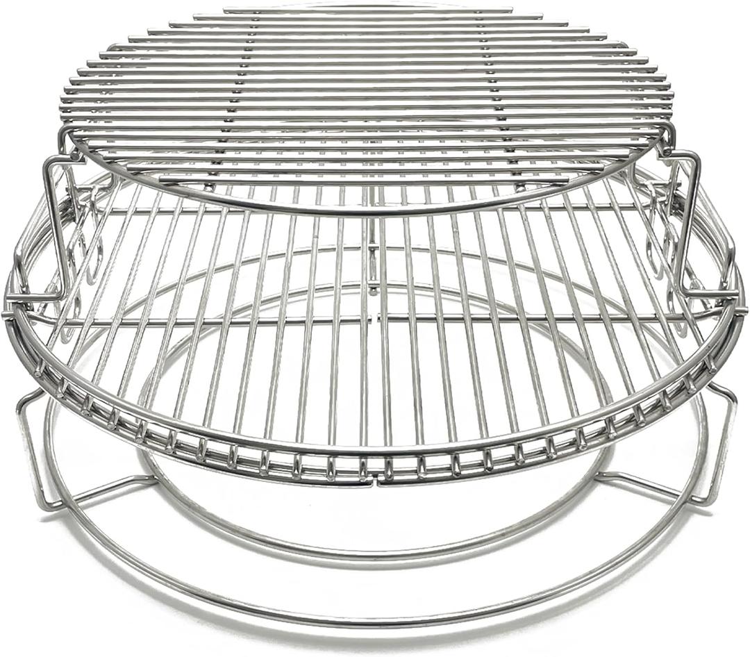 Multi-Level Base Rack Grill Cooking Grate Stack Rack for BGE, Big Green Egg XL, Kamado Joe Big Joe I, II III Smokers 24-inch Charcoal GrillExpanded Cooking Basket Cooking Rack Eggspander Kit
