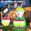 Easter Inflatables Outdoor Decorations 6FT Bunny Blow Up Pop Up and Down Out of Egg Rabbit Inflatable with Bulit-in Led Lights Yard Lawn Party Spring Home Dcor