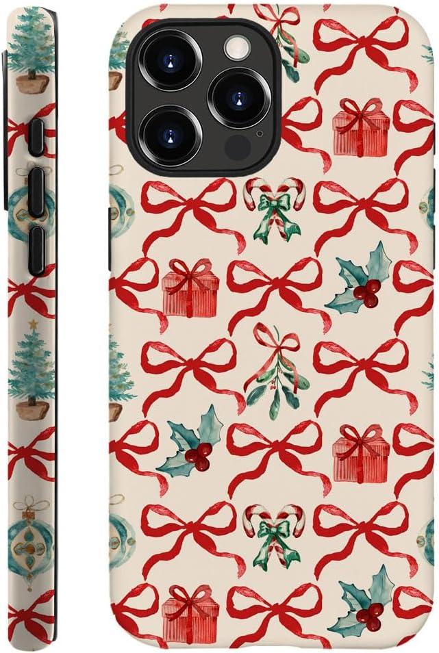 DAIZAG Case Compatible with for iPhone 16 Pro, Christmas Tree Ribbon Bow Phone Case for iPhone 16 Pro for Girl Women Boy Men