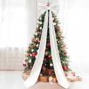 Giant Bow Decor Christmas Tree Topper Decoration Big Bows for Room Wall Backdrop 75x18 Inch Ribbon Tie for Wedding Christmas Fall Birthday Party Baby Shower Supplies(White,Satin)