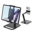 Tablet Stand Holder for iPad, Portable Monitor Stand Holder 15.6'',16'', Aluminum Alloy Foldable Arm Mount with 360 Swivel Desk Mount Compatible with 4.7-16inch Tablet, Cell Phone (Black)