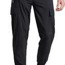 Libin Men's Lightweight Joggers Quick Dry Cargo Hiking Pants Track Running Workout Athletic Travel Casual Outdoor (Large, Black)