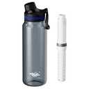 Membrane Solutions C3 Filtered Water Bottle, 36oz BPA-Free Bottle with Replaceable ACF+UF Filter Cartridge, Portable Water Filter, Travel, Hiking & Camping for Clean Drinking Water Anywhere (Grey)